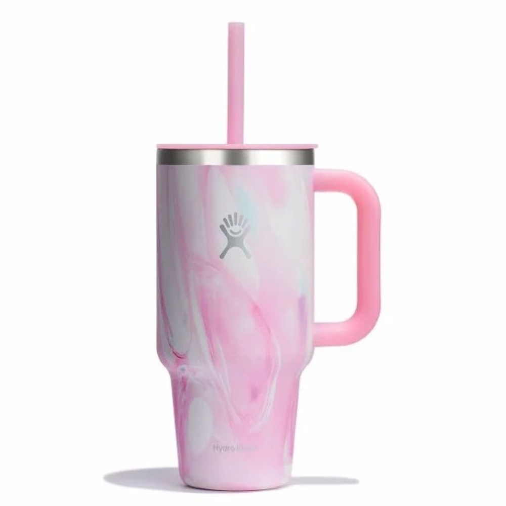 Limited Edition Hydro Flask Pink and White Marble Travel Tumbler